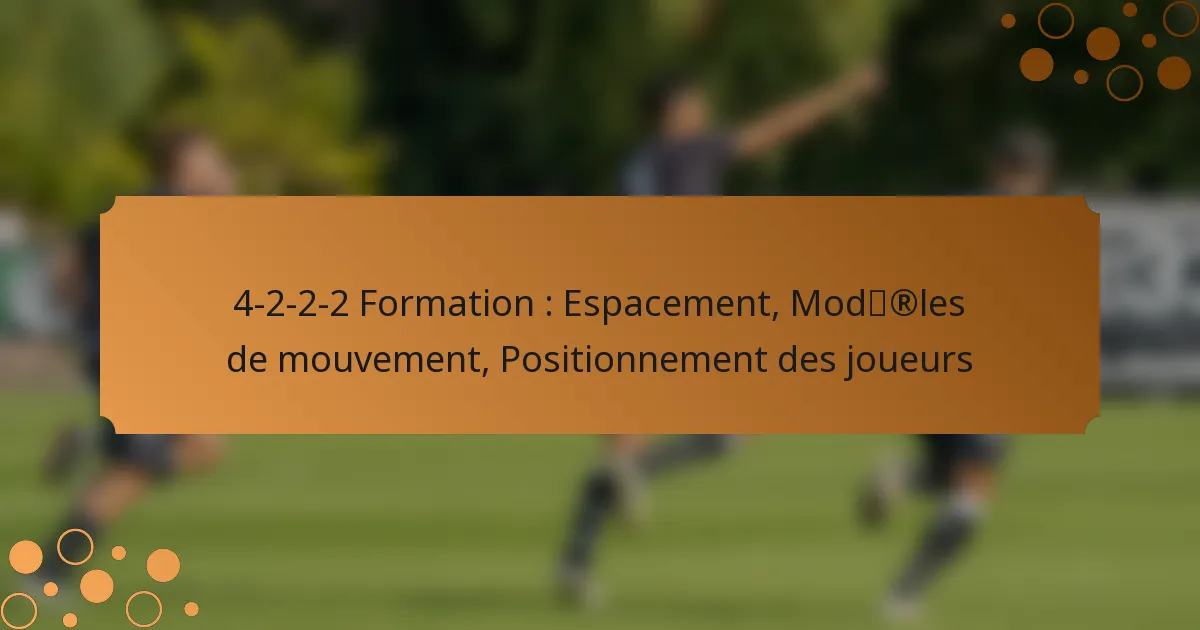 4-2-2-2 Formation : Espacement, Modèles de mouvement, Positionnement des joueurs