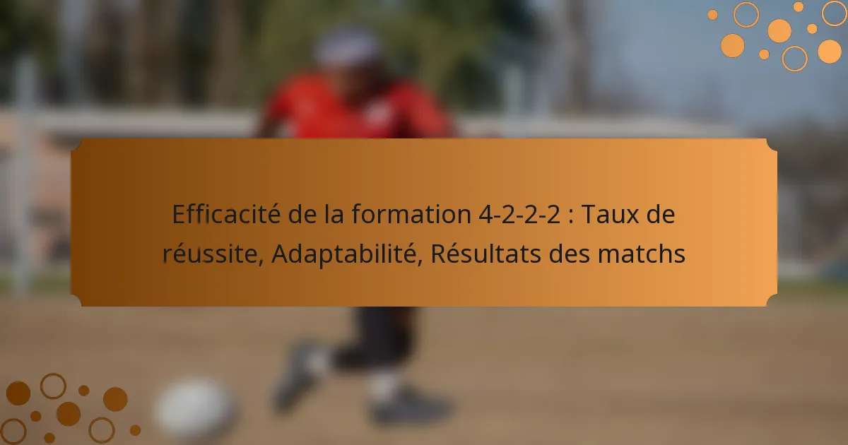 Efficacité de la formation 4-2-2-2 : Taux de réussite, Adaptabilité, Résultats des matchs