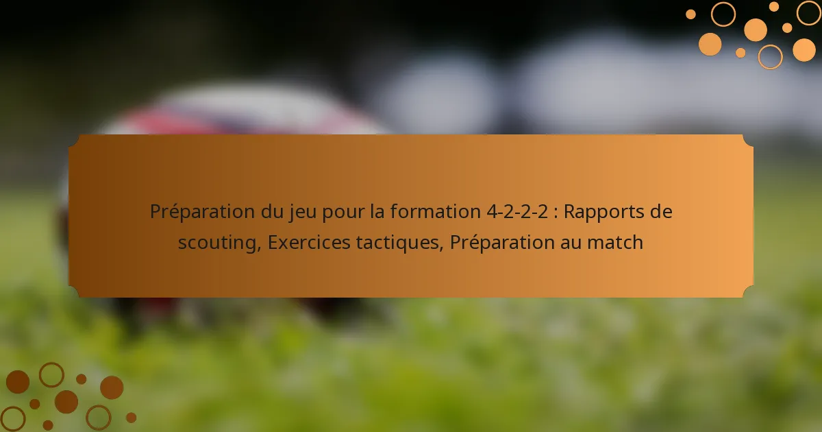 Préparation du jeu pour la formation 4-2-2-2 : Rapports de scouting, Exercices tactiques, Préparation au match